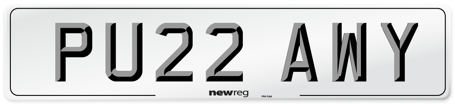PU22 AWY Number Plate from New Reg